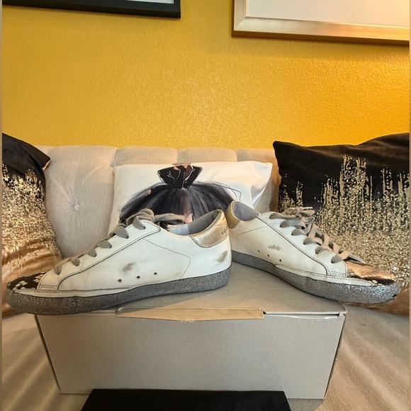 Golden Goose Snakeskin, Silver and White Sneakers - Picture 4 of 8